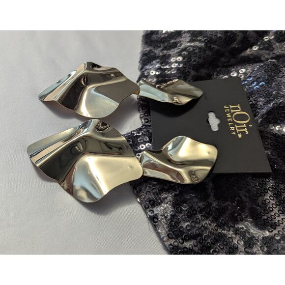 nOir Gold Toned Abstract Dangle Earrings - Picture 2 of 5